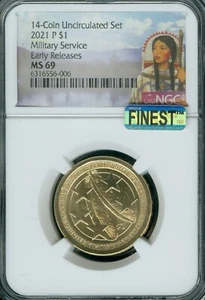 2021 P SACAGAWEA DOLLAR NGC MS69 ER MAC FINEST GRADE MAC SPOTLESS POP 14 * - Picture 1 of 2
