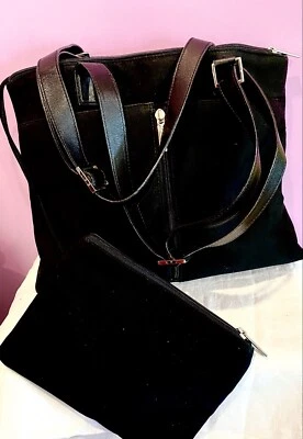 TOTE PALOMA PICASSO Negro Microfibra/Cuero Cremallera 3 XL BOLSILLOS BOLSA ADJUNTA USADA EN EXCELENTE ESTADO Foto 1 de 4