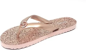 Michael Kors Nuevo en Caja Chanclas MK PVC/Brillo Brillante Plantilla Oro Rosa - Elige Talla - Imagen 1 de 7