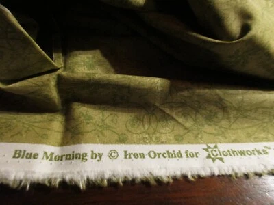 Blue Morning By Iron Orchid Clothworks 2 Pieces of Light Olive Green Print - Image 1 of 4