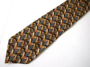 Vtg J. Garcia Mens Necktie Tie Grey Gold Orange Geometric Silk 56" Short - Picture 1 of 4