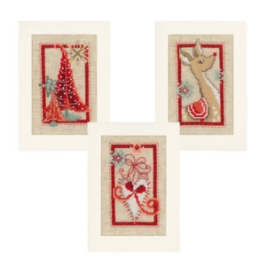 1x Gezähltes Kreuzstich Set Grußkarten Weihnachten Symbole 3er Set 1 - Bild 1 von 1