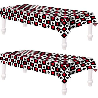 2 Pieces Poker Tablecloth Casino Theme Party Decorations - Image 1 of 4