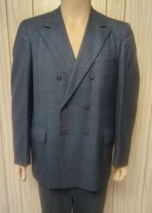 Vintage suit 40R blue plaid 1960s men - Picture 1 of 15