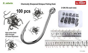 Chemically Sharpened Octopus Fishing Hook 100p, Fishing Tackle, Whiting Pomfret - Picture 1 of 14