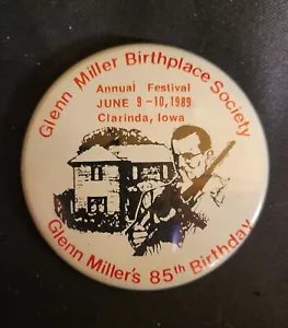 Vintage Round Pin Button Glenn Miller Birthplace Souvenir 1994 3" - Picture 1 of 3