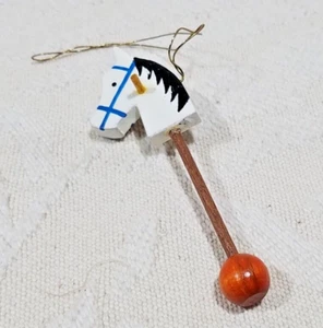VINTAGE ERZGEBIRGE WOODEN HOBBY HORSE TOY STICK HAND PAINTED ORNAMENT - Picture 1 of 13