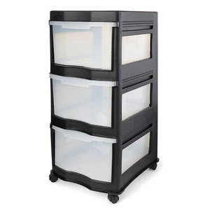 Life Story Classic 3 Shelf Plastic Storage Organizer and Drawers, Black (Used) - Picture 1 of 8
