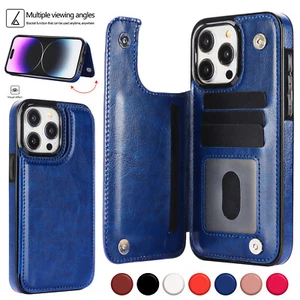 For iPhone 16 15 14 13 Pro Max 12 11 XS 87+ Flip Leather Wallet Card Holder Case - Picture 1 of 22