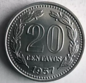 1957 ARGENTINA 20 CENTAVOS - Excellent Coin - FREE SHIP - Argentina Bin #1 - Picture 1 of 2