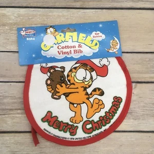 Vintage 1991 Remco Garfield Baby Lätzchen "Merry Christmas" Baumwolle und Vinyl - Bild 1 von 5
