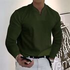 Long Sleeve Shirts Solid Sport Blouse Uk Casual Shirt Loose Tops Mens Tee