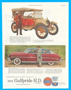 1953 Gulf motor oil Gulfpride print ad 1911 Hudson automobile Hornet maintenance - Picture 1 of 3