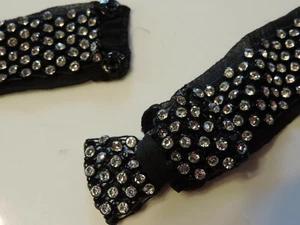 Wide Black Ribbon Sparkling Rhinestone Belt Bow front Snap fastener Cd 33.7 - Picture 1 of 3