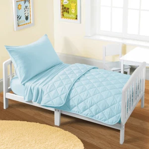Microfiber Crib Quilt Set Machine Washable Toddler Bedding Set 11 Colors - Picture 1 of 18