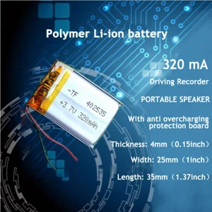 402535 New 3.7V 320mAh Li Polymer LiPo Rechargeable Battery EDR Portable Speaker - Picture 1 of 4