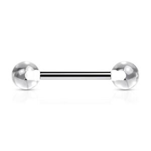 1 PCS Barbell With Clear Acrylic Balls Tongue Nipple Piercing 18mm 14G