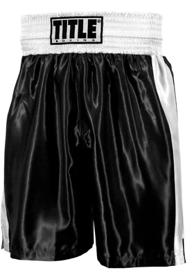 Title Boxing Shorts Mens Medium Black & Gray Kickboxing Athletic Fighting - Image 1 of 3