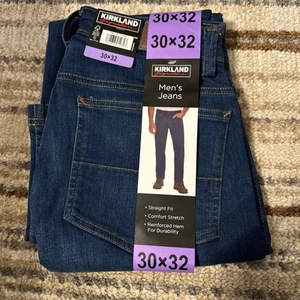 Kirkland Signature Mens Jeans Relaxed Fit Straight 5 Pocket Stretch, Blue 30X32 - Picture 1 of 1