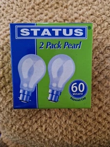 Status Pearl Light Bulbs 2 Pack 60W Bayonet BC B22 Incandescent 700 Lumens - Picture 1 of 4