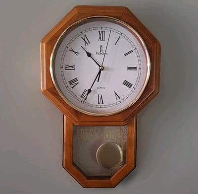 Reloj de Pared Péndulo Verona Madera Oficina Estudio Escuela Testificado Funcionamiento Foto 1 de 4