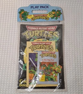 Vintage 1989 Teenage Mutant Ninja Hero Turtles Play Pack Coloring Book Pad Open - Picture 1 of 13