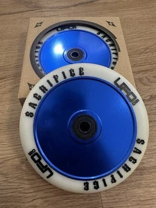 Sacrifice UFO 120mm Two Pack! Wheels for Pro Scooter - NEW Blue And White A2 - Picture 1 of 5