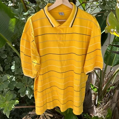 Camisa Polo Vintage Y2K Ancla Azul Rayas XL Amarillo Negro Blanco Azul Algodón Foto 1 de 3