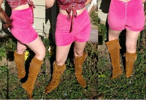 Minnetonka Mokassins Wildleder Fransen Hippie Stiefel 70er Boho Ledersohle natur  - Bild 1 von 14