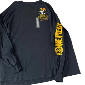 One Piece Logo Graphic T-shirt Men 2X Black Long Sleeve Anime Going Merry Pirate - Picture 1 of 10