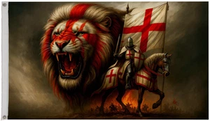 England Lion Horse Polyester 5'x3' Flag - Picture 1 of 5