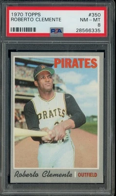 1970 Topps Baseball #350 Bob Roberto Clemente Pittsburgh Pirates Salón de la fama PSA 8 casi nuevo-como nuevo Foto 1 de 2