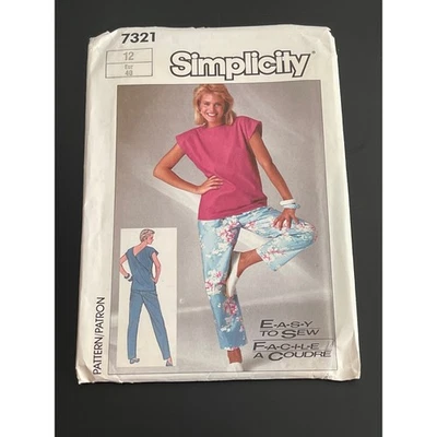 00462 -Simplicity 7321 VTG Easy to Sew Pants/Pullover Top Sewing Pattern Size 12 - Image 1 of 3