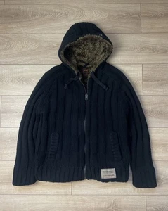 Schott NYC Military Gear Men Black Hooded Wool Jacket L - Picture 1 of 8