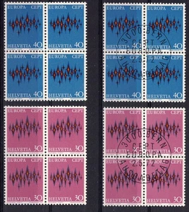 Europa CEPT - 1972 Switzerland - Full set of 2 - Blocks of 4, MNH & CTO VF - Picture 1 of 1