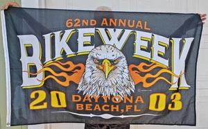 LARGE 2003 Harley Davidson 62nd Annual Daytona Beach Florida Bike Week Flag - Picture 1 of 6