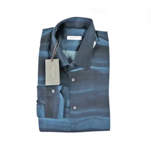 Neu mit Etikett Boglioli Herren indigoblau Farbverlauf L/S Anzughemd 40 M 15 3/4 Italien $ 495 - Bild 1 von 11