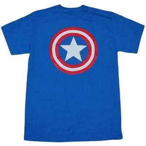 Captain America Classic Shield Logo Royal T-Shirt - Picture 1 of 2
