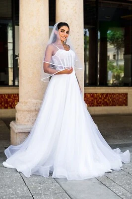 Vestido de novia corsé de encaje para mujer, talla pequeña Foto 1 de 4