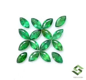 1.92 Cts Natural Emerald Marquise Cut 5x2.50 mm Lot 16 Pcs Lustrous Loose Gems - Picture 1 of 8
