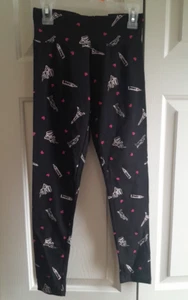 Justice Girls Black Leggings with Pink Hearts & Paris Monuments Size 10 New - Picture 1 of 6