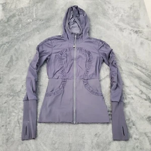 Lululemon Dance Studio Jacket Women 6 Coal Gray Ribbed Panels Full Zip Thumbhole - Picture 1 of 10