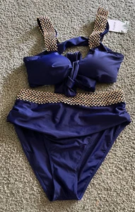 Eomenie Two Piece Criss Cross Bathing Suits for Woman Wrap Tie Swimsuits XL(B) - Picture 1 of 7