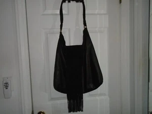Margot Black Leather Fringe Handbag - Picture 1 of 4