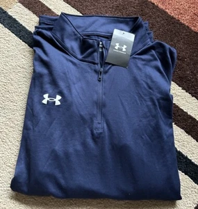 Under Armour Navy M's Team Tech 1/4 Reißverschluss lose Passform LS 1376844-410 Herren XL Neu mit Etikett - Bild 1 von 9