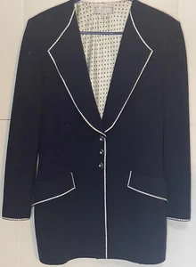 ST JOHN By Marie Gray wlmens wool blazer navy blue size 10 - Picture 1 of 8