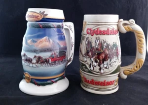 Two Budweiser Steins Clydesdale Horses 1983/2000 - Picture 1 of 7