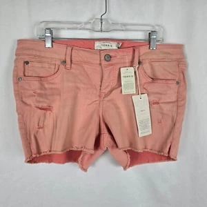 Torrid Jean Shorts Women's 14 Pink Distressed Raw Hem NWT - Picture 1 of 14