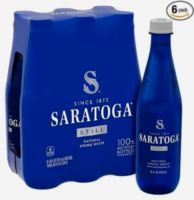 Saratoga Spring Water Bottles, 6 Pack - Still Bottled Water, 16 Oz, 6-Pack