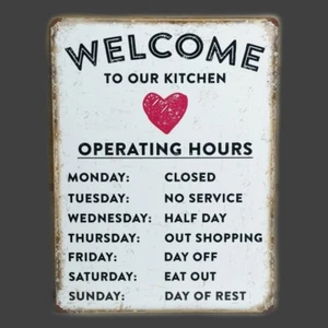 Küche Willkommen Metallplakette Vintage Schild Dose Retro Wand Shabby Chic lustiges Geschenk - Bild 1 von 1
